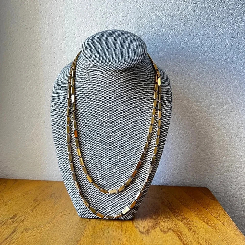 Monet Signed Vintage Gold Plated Paperclip Link Necklace 26”